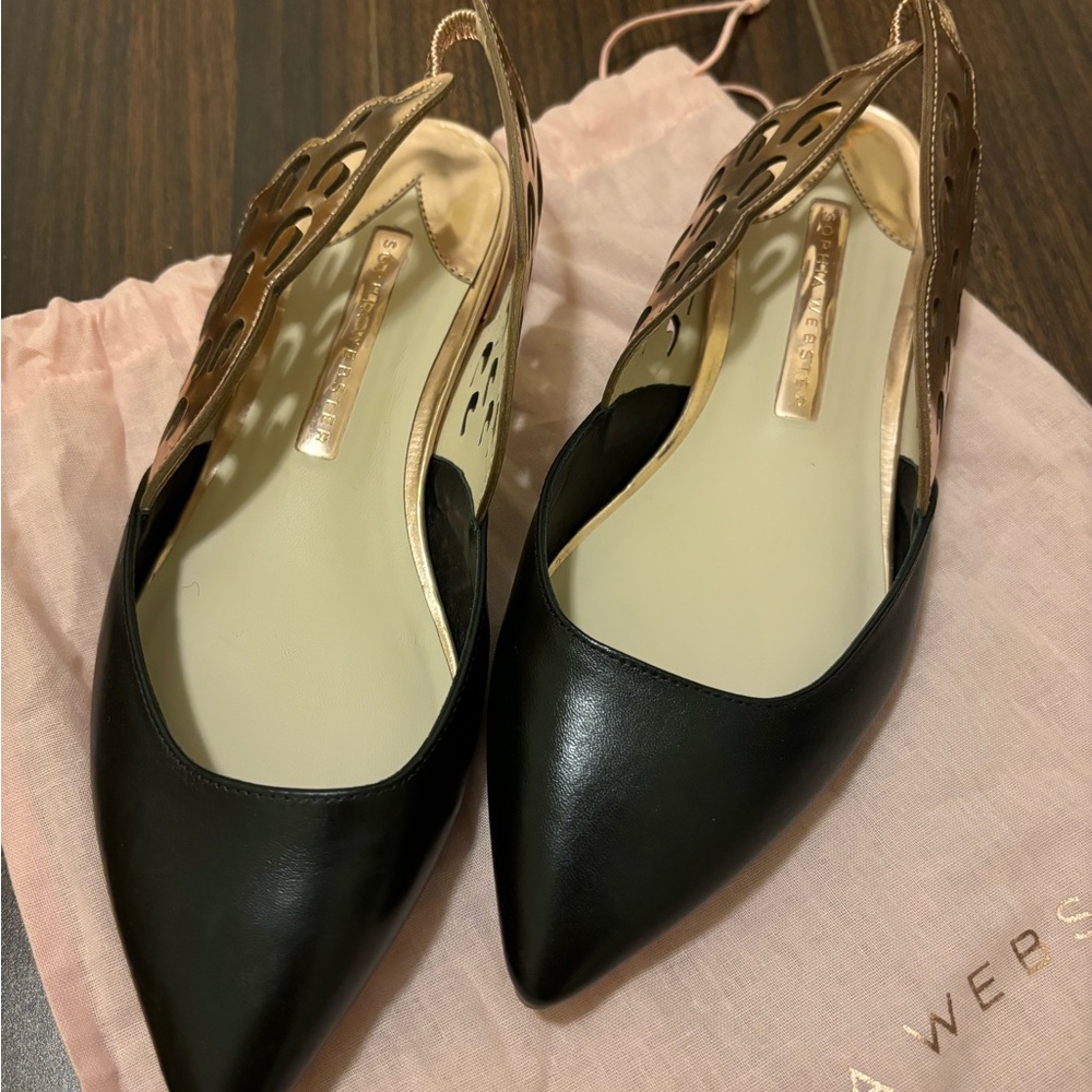 Sophia Webster flats rose gold black